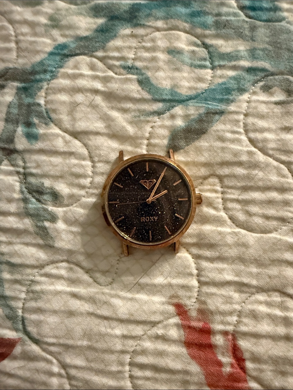 Roxy Gold Tone Watch with Black Glitter Dial